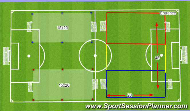 Football/Soccer Session Plan Drill (Colour): Initial Pitch Set Up