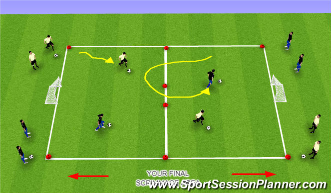 Football/Soccer Session Plan Drill (Colour): Dribbling with PACE