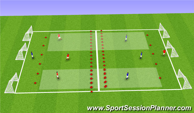 Football/Soccer Session Plan Drill (Colour): 4v4 Shooting Game