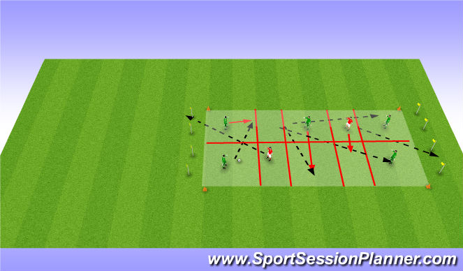 Football/Soccer Session Plan Drill (Colour): Play - 5v2 Zone Game Bi Directional