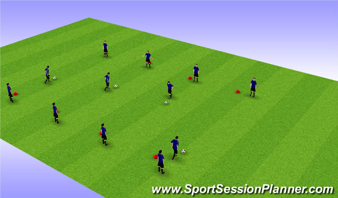 Football/Soccer Session Plan Drill (Colour): Dribbling Warm Up