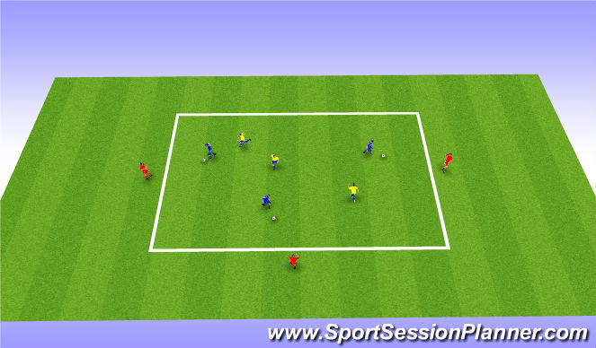Football/Soccer Session Plan Drill (Colour): 1v1 Plus 1