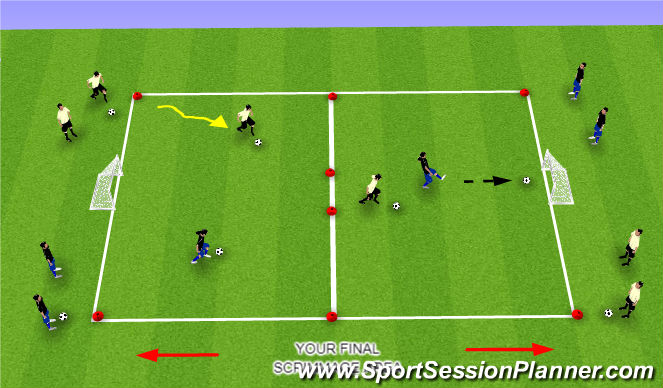Football/Soccer Session Plan Drill (Colour): Dribbling with PACE WITH PURPOSE.