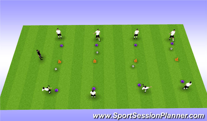 Football/Soccer Session Plan Drill (Colour): Knock Down Challenge