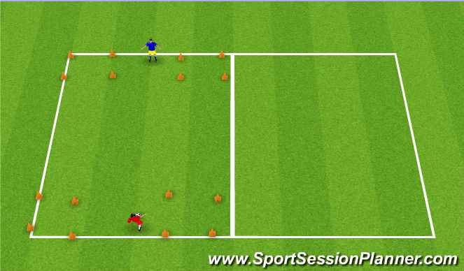 Football/Soccer Session Plan Drill (Colour): 1v1 to endzone