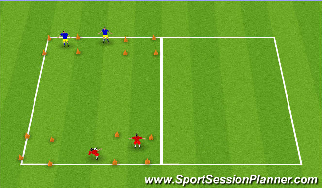 Football/Soccer Session Plan Drill (Colour): 2v2 to endzone