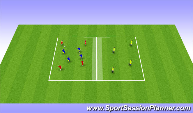 Football/Soccer Session Plan Drill (Colour): 4v4v4 transition