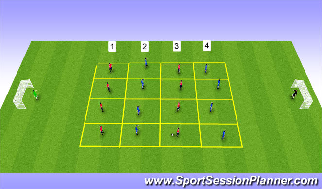 Football/Soccer Session Plan Drill (Colour): 9v9 (8v4 possession)- breaking lines