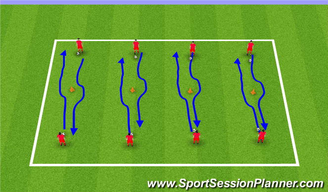 Football/Soccer Session Plan Drill (Colour): Technical 1 v 1 Practice