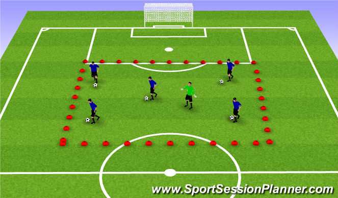 Football/Soccer Session Plan Drill (Colour): Catch the Villan