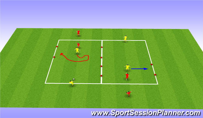 Football/Soccer Session Plan Drill (Colour): 1 V 1 Warm Up