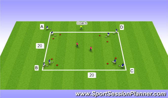 Football/Soccer Session Plan Drill (Colour): attacking 1v2