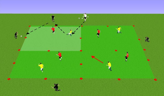 Football/Soccer Session Plan Drill (Colour): Barcelona 4 v 4 Plus 4