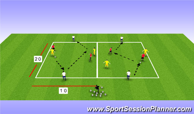 Football/Soccer Session Plan Drill (Colour): 2v2+2 Warm up