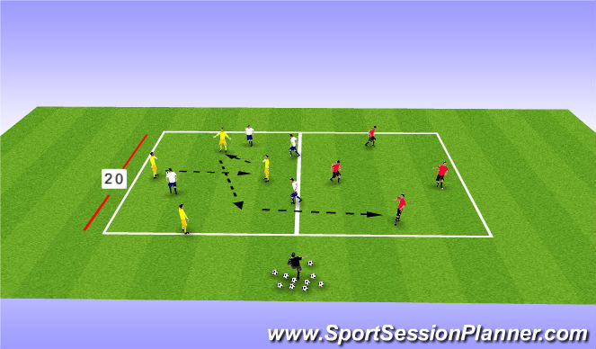 Football/Soccer Session Plan Drill (Colour): 4-4-4 transition game