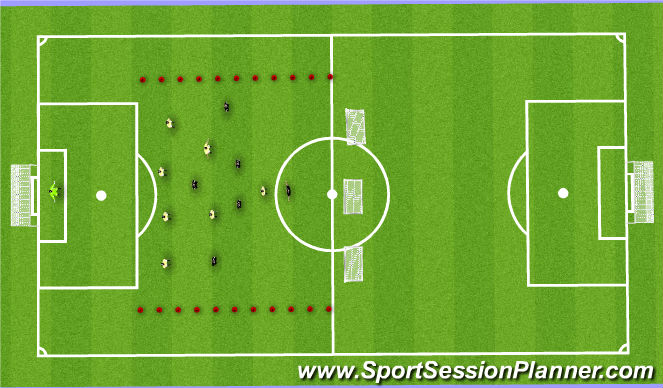 Football/Soccer Session Plan Drill (Colour): 8v6 6 Goal Game
