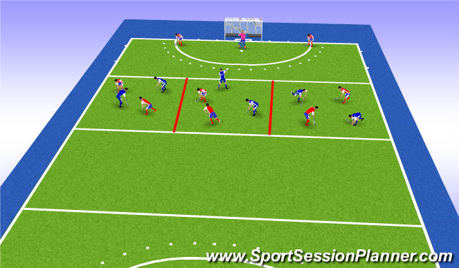 Hockey Session Plan Drill (Colour): 3v2