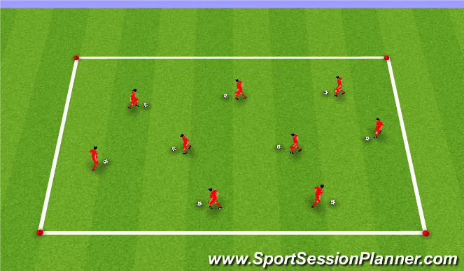 Football/Soccer Session Plan Drill (Colour): Dribbling