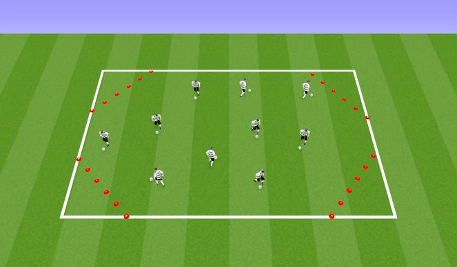 Football/Soccer Session Plan Drill (Colour): Warm up & 1st part of session