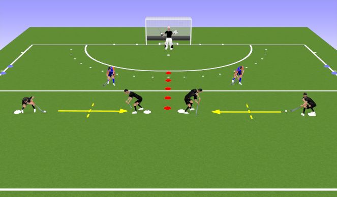 Hockey Ejercicio del Plan de Sesiones (Color): Hoog-stoppen-en-2vs1