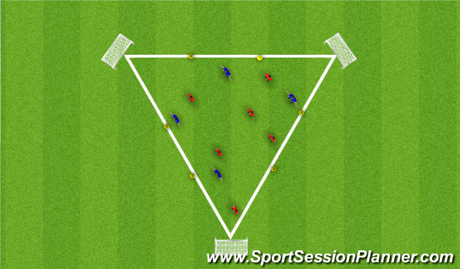 Football/Soccer Session Plan Drill (Colour): Triangle Grid for Possession