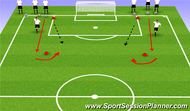 Football/Soccer Session Plan Drill (Colour): Pass and Shoot