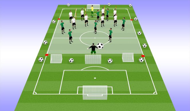 Football/Soccer Session Plan Drill (Colour): Tactical Possession 8 v 8 + K + K
