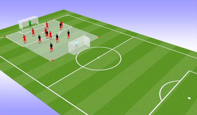 Football/Soccer Session Plan Drill (Colour): Game: 6 v 6 + K + K