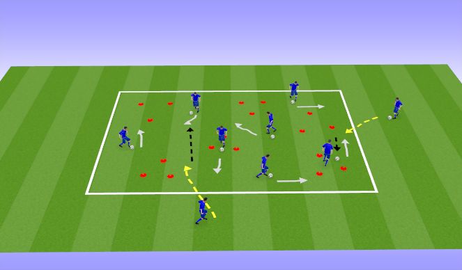 Football/Soccer Session Plan Drill (Colour): Wed - Dribble Zone Tag