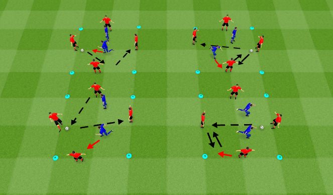 Football/Soccer Session Plan Drill (Colour): Rondo 4v2