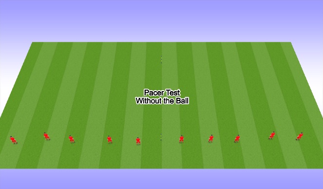 Football/Soccer Session Plan Drill (Colour): Pacer Test- Without the Ball