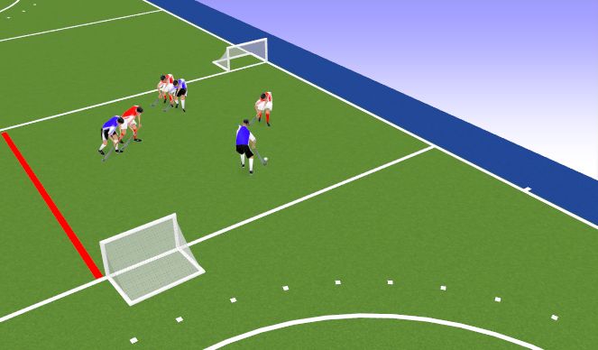 Hockey Session Plan Drill (Colour): Touch Tight Marking (Off-set goals)