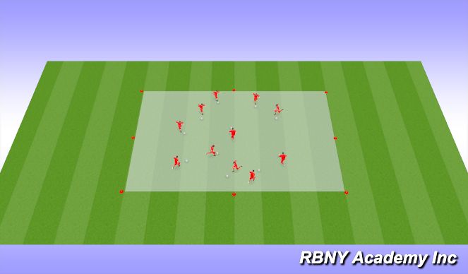 Football/Soccer Session Plan Drill (Colour): Introduction- Ball Mastery/100 Touch Race