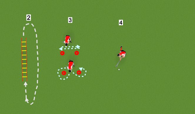 Hockey Session Plan Drill (Colour): Ladders + warm up skills 