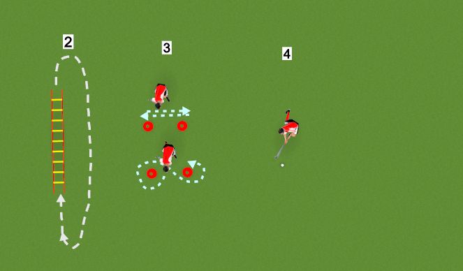 Hockey Session Plan Drill (Colour): Ladders + warm up skills 