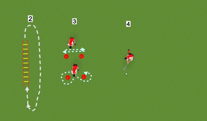Hockey Session Plan Drill (Colour): Ladders + warm up skills 