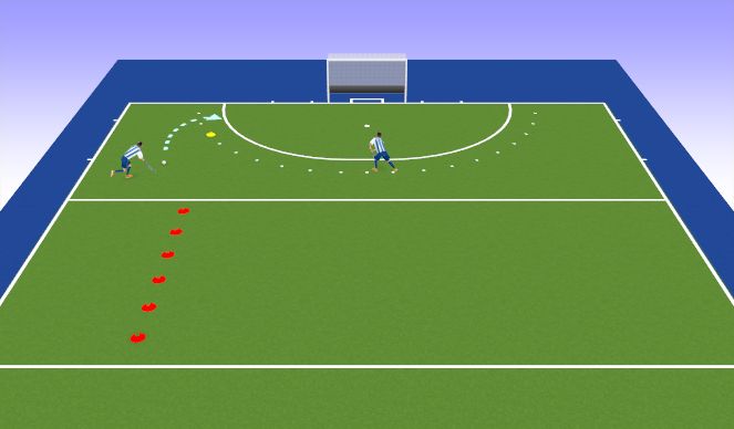 Hockey Session Plan Drill (Colour): Receiving on left side of pitch