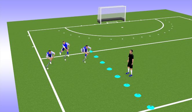 Hockey Session Plan Drill (Colour): Watertraining oefening 1