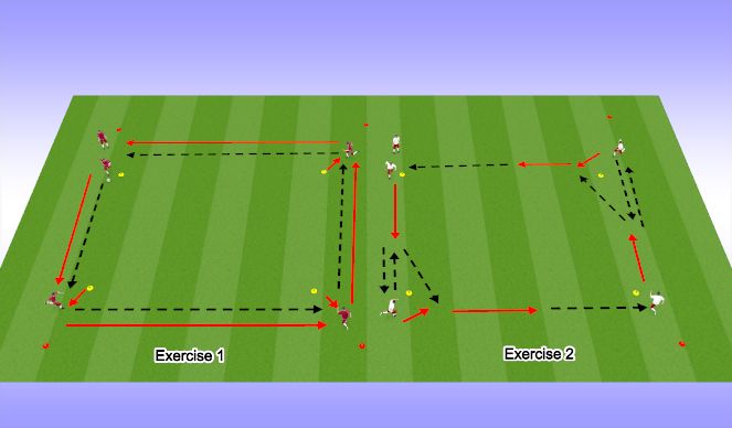 Football/Soccer Session Plan Drill (Colour): passing square warm up 