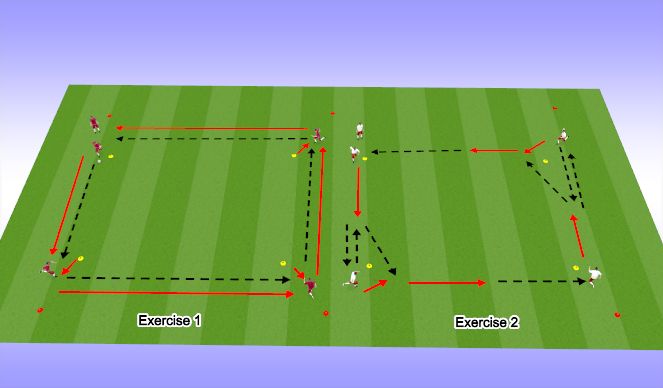 Football/Soccer Session Plan Drill (Colour): passing square warm up 