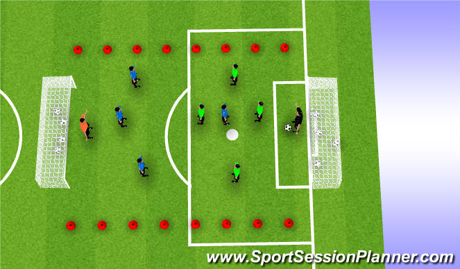 Football/Soccer Session Plan Drill (Colour): King's Court Game With Focus on Shooting