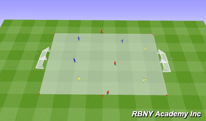 Football/Soccer Session Plan Drill (Colour): Condition Game - 3v3 + 3
