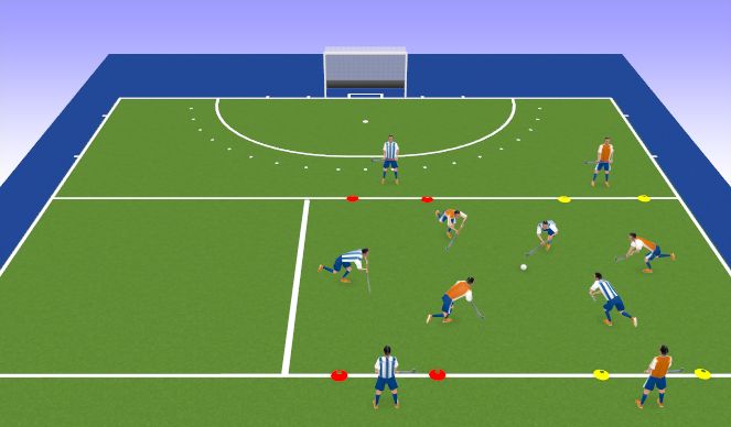 Hockey Session Plan Drill (Colour): Small sided game - small space