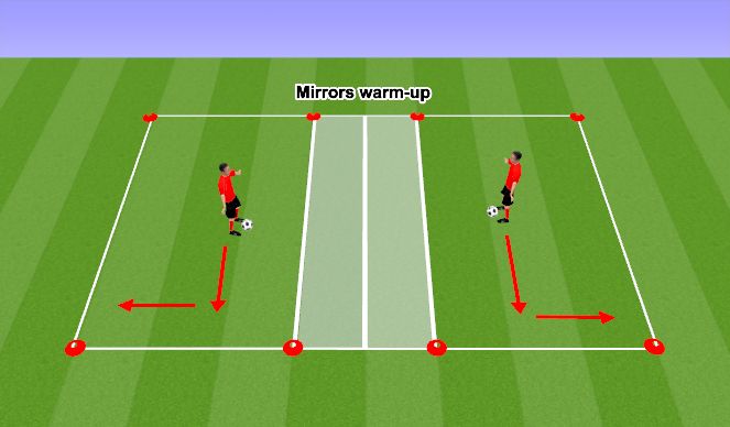 Football/Soccer Session Plan Drill (Colour): Diagram: Mirrors, with ball