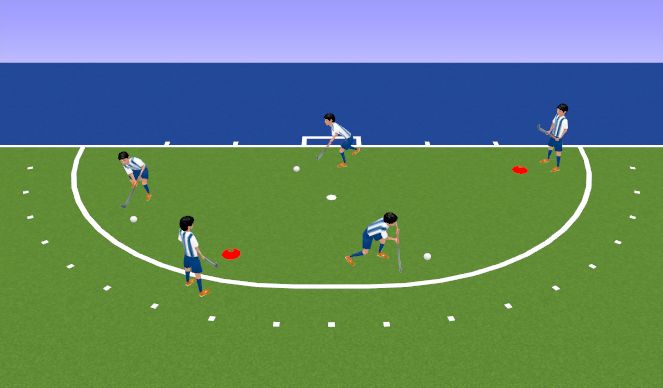 Hockey Session Plan Drill (Colour): Me and My Ball - Progression