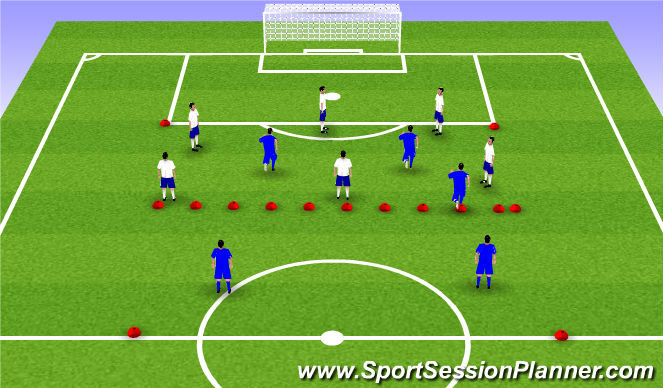 Football/Soccer Session Plan Drill (Colour): 6v3 with transition