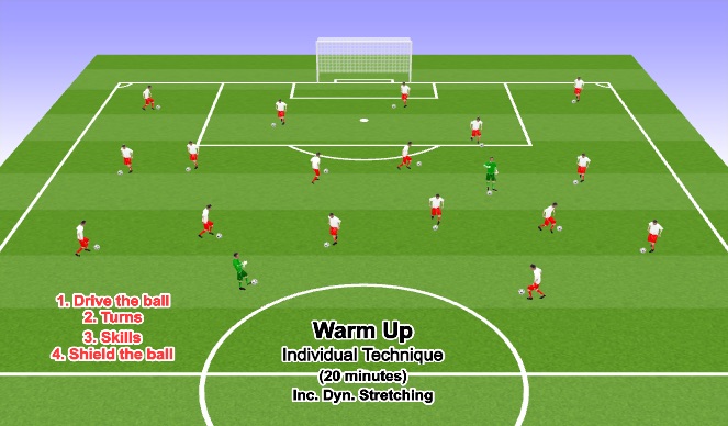 Football/Soccer Session Plan Drill (Colour): Warm Up / Technique