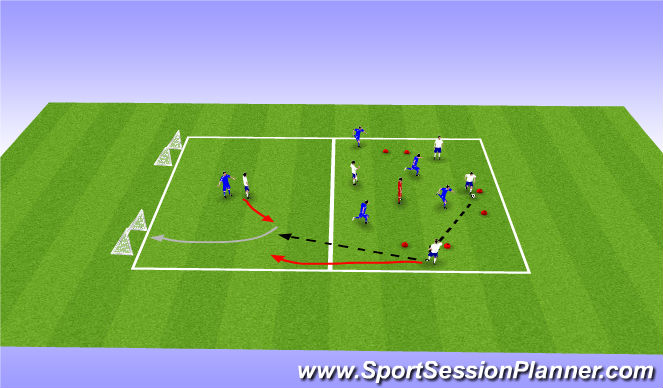 Football/Soccer Session Plan Drill (Colour): 4v4 + 2v1 breakaway