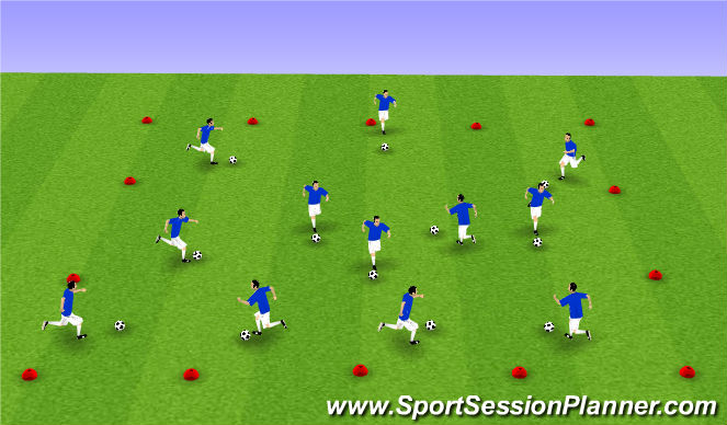 Football/Soccer Session Plan Drill (Colour): Warm-Up: Dribbling Foundation
