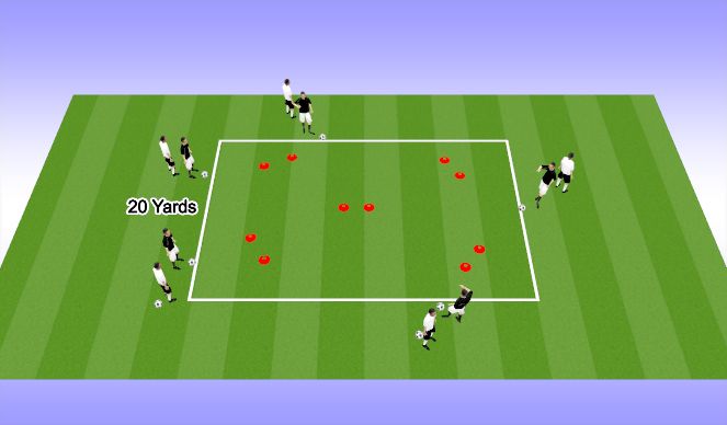 Football/Soccer Session Plan Drill (Colour): Dribbling to escape defender